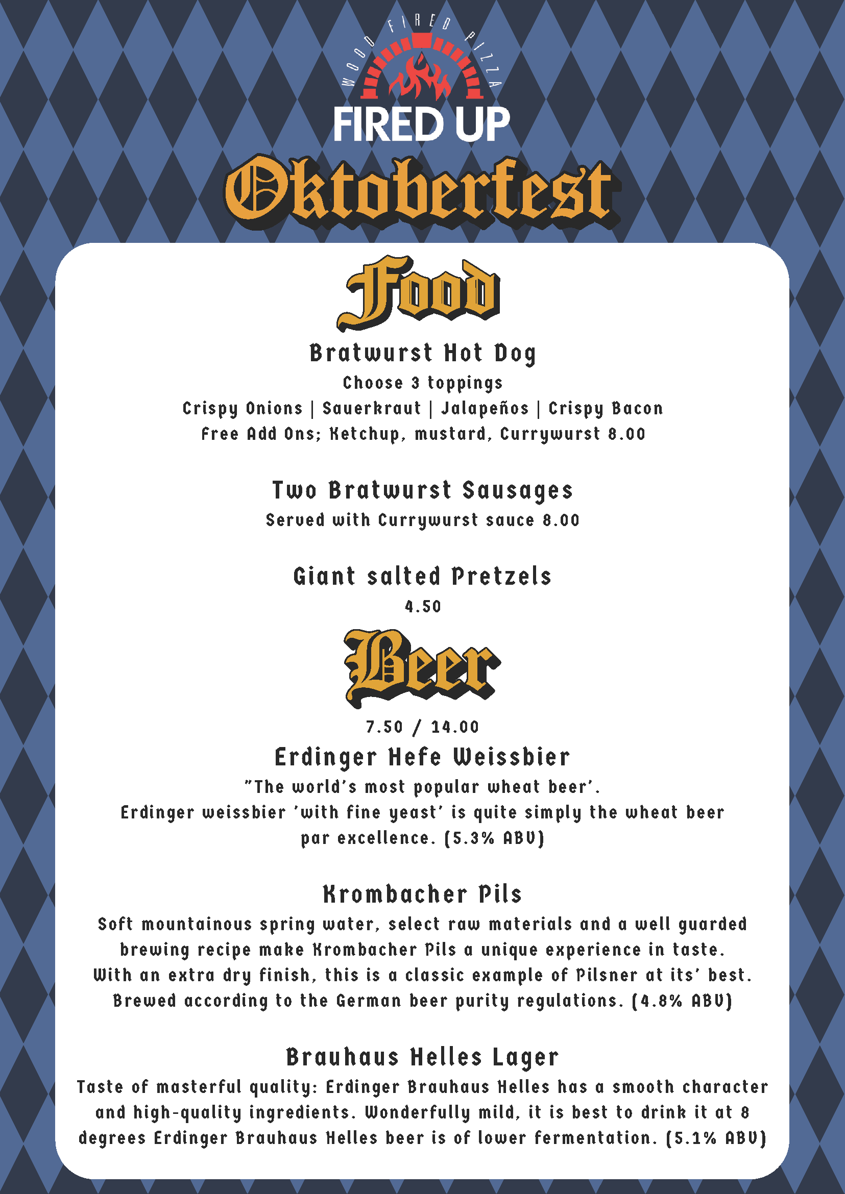 Oktoberfest menu